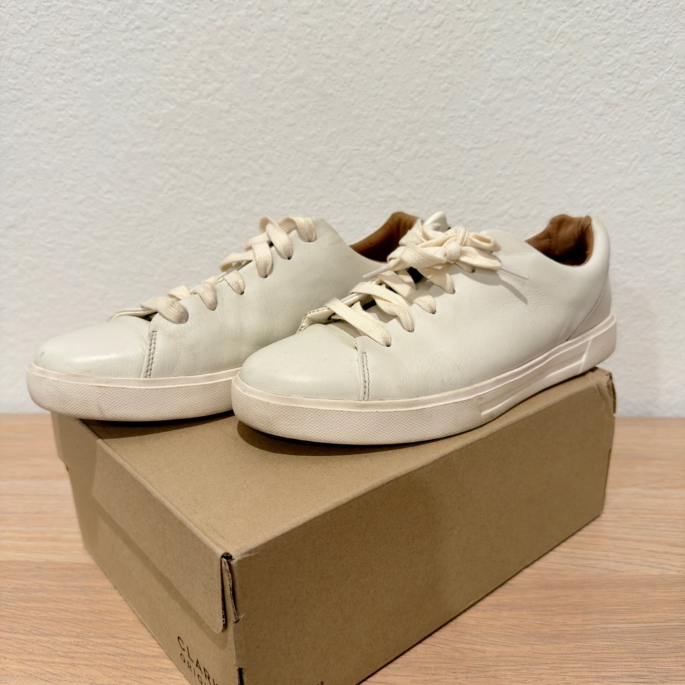 Clarks White Leather Sneakers Men Size 7